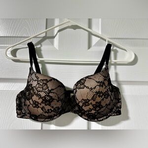 Gilligan & O'Malley Nude and Black Lace Underwire Bra